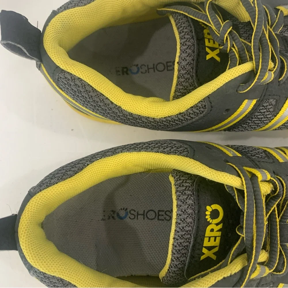 Xero Prio Men's Sz 8.5 Grey Yellow Barefoot Minimalist Zero Drop Shoes